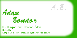 adam bondor business card